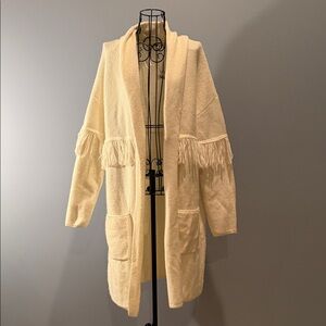 NWT Elegant Cream Fringe Cardigan